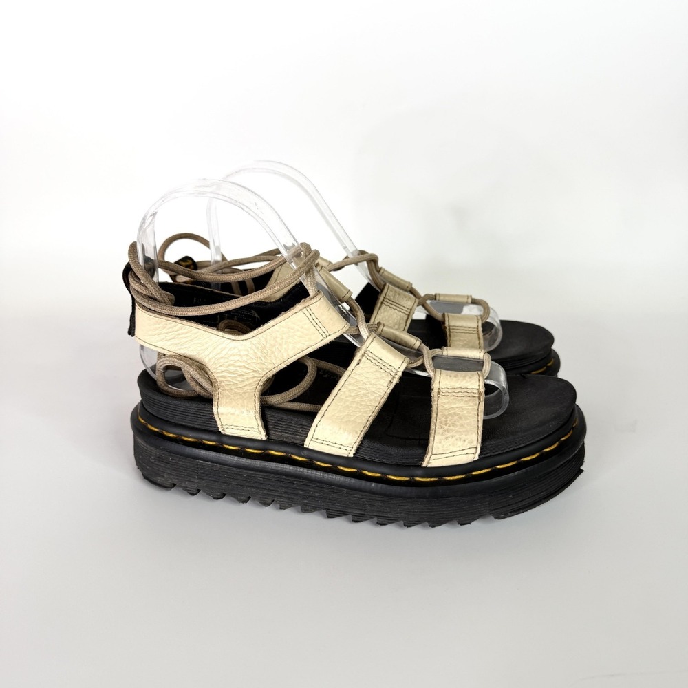 Dr. Martens Sandals Womens Size 6 Beige Leather Gladiator Platform Sole Strappy